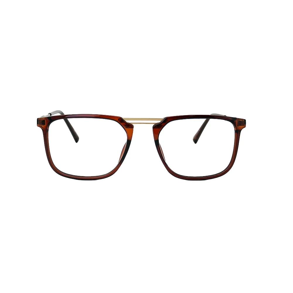 Stylish brown and golden modern eyeglasses with sleek metal frame