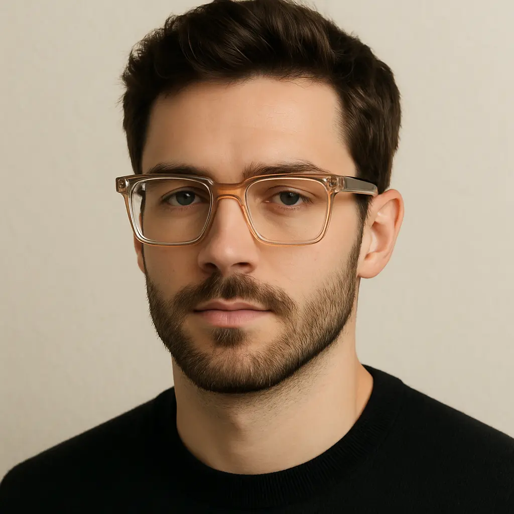 New Cristal Transparent Eyeglasses men face