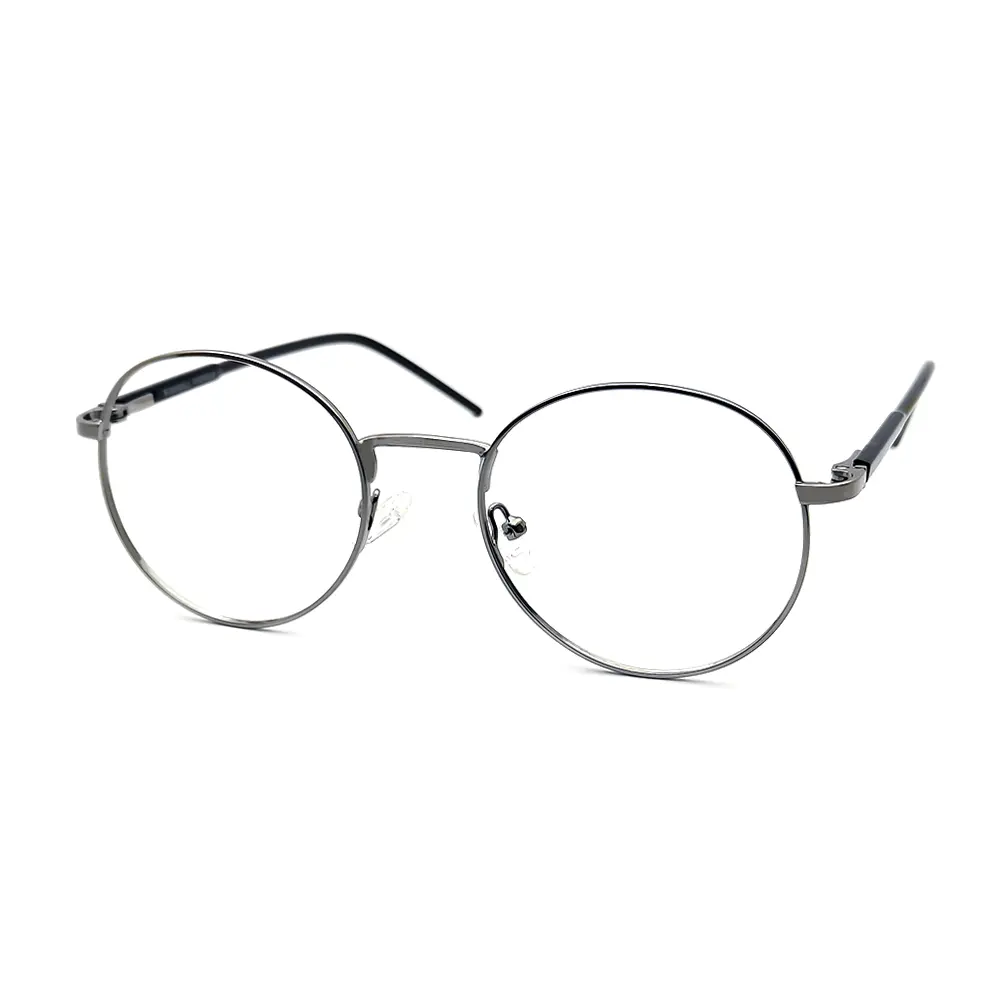 New silver round metal eyeglasses with sleek minimalist frame