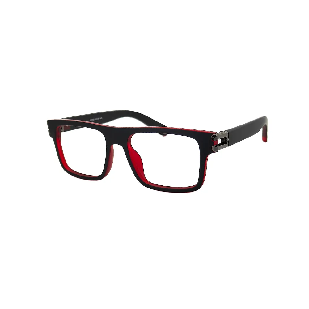 Bold red and black stylish eyeglasses frame