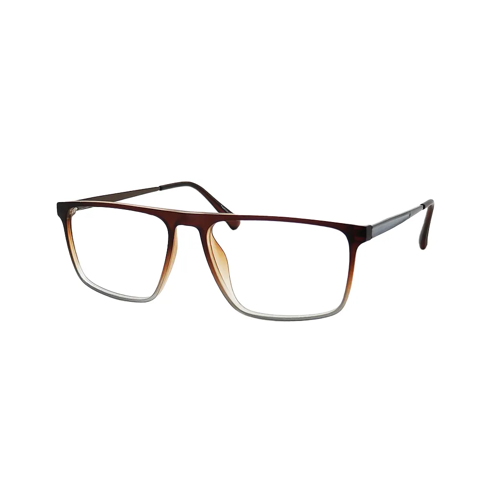 Dual Tone Classic Brown Eyeglasses with rectangular frame