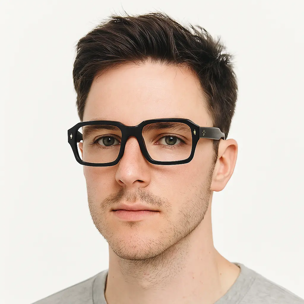 Fashionable black smart glasses built for music and podcast use