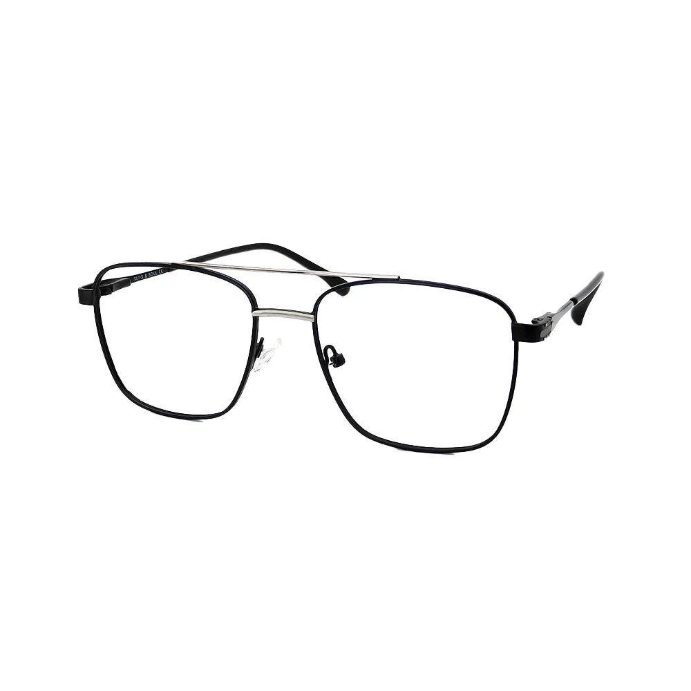 Metro Line rectangular eyeglasses with black front and silver arms